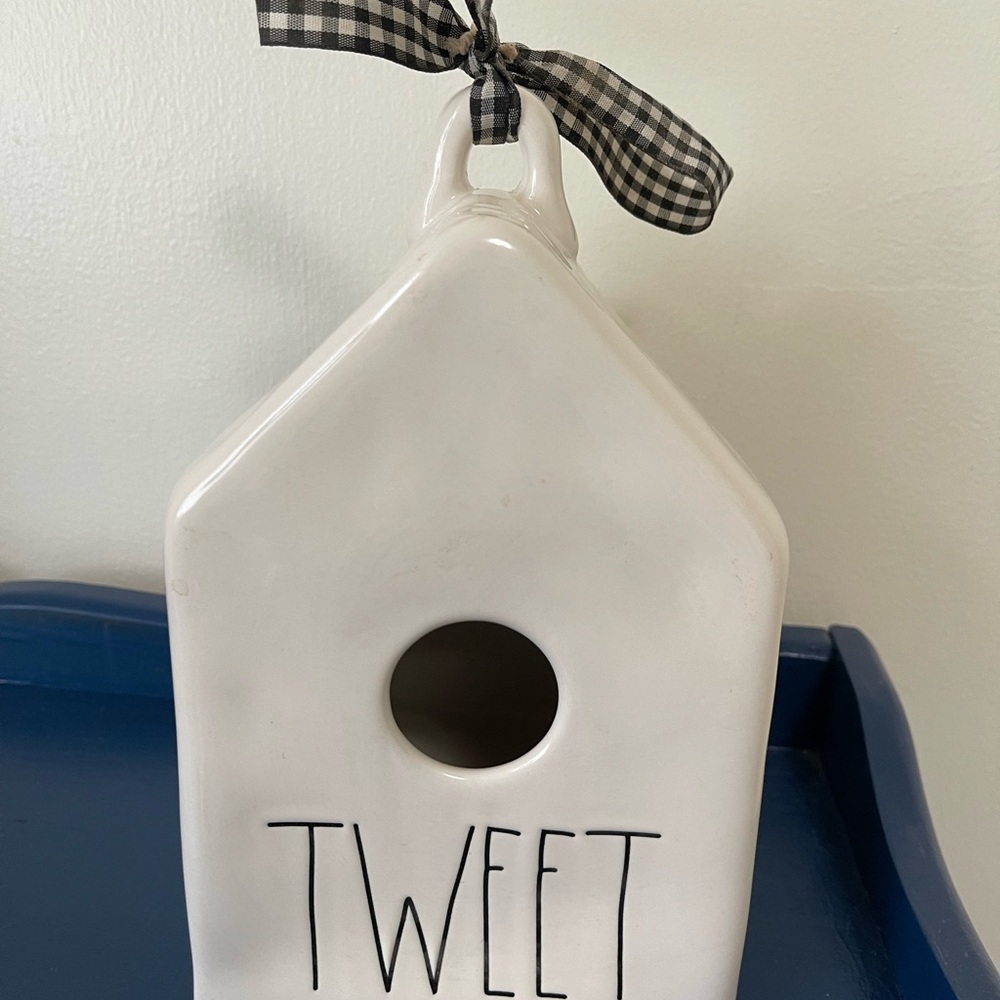 Rae Dunn White Birdhouse with Black Accents